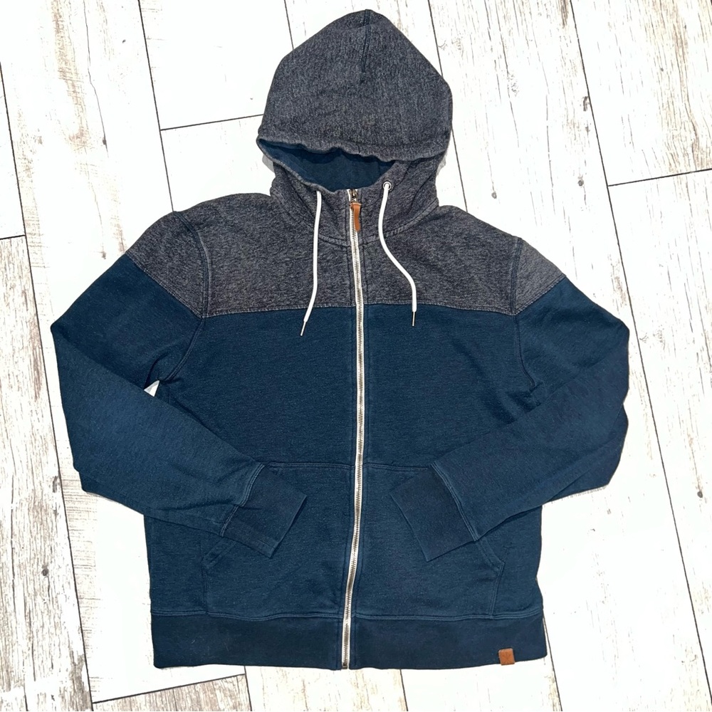 H&M Men's Two-Tone Hooded Zip Jacket in Blue and Grey
